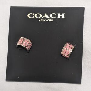 Nwt Coach Pink Patterned Earrings